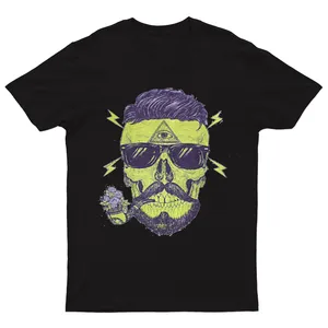 Bearded Skull Illuminati Tattoo Mens T Shirts Birthday Gift Trendy Men's 100% Cotton Casual T-shirts Loose Top Size S-3XL