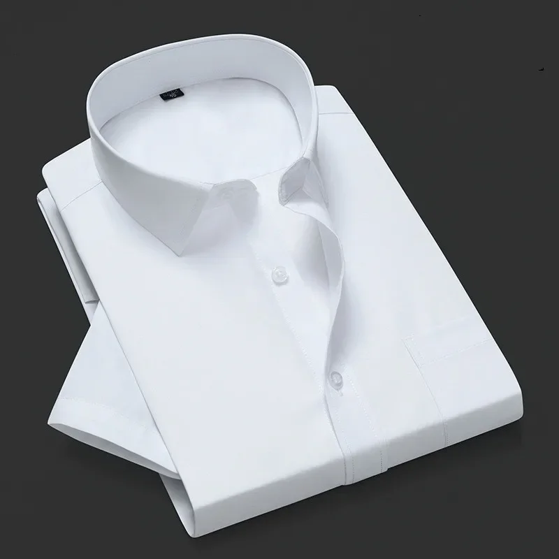 Men Shirt Short Sleeve Slim Fit Formal Social