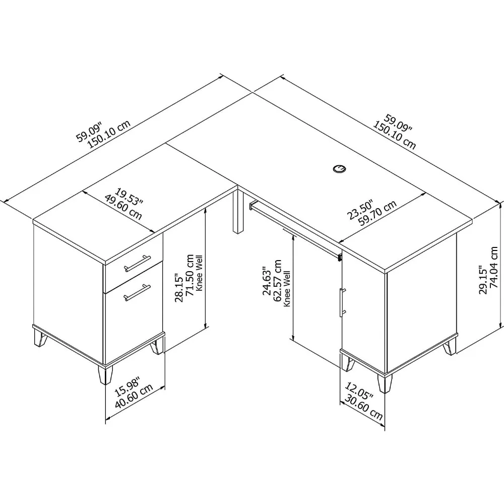 L Shaped Desk with Storage Corner Computer Table for Home Office, 60W, Maple Cross,Office Desk