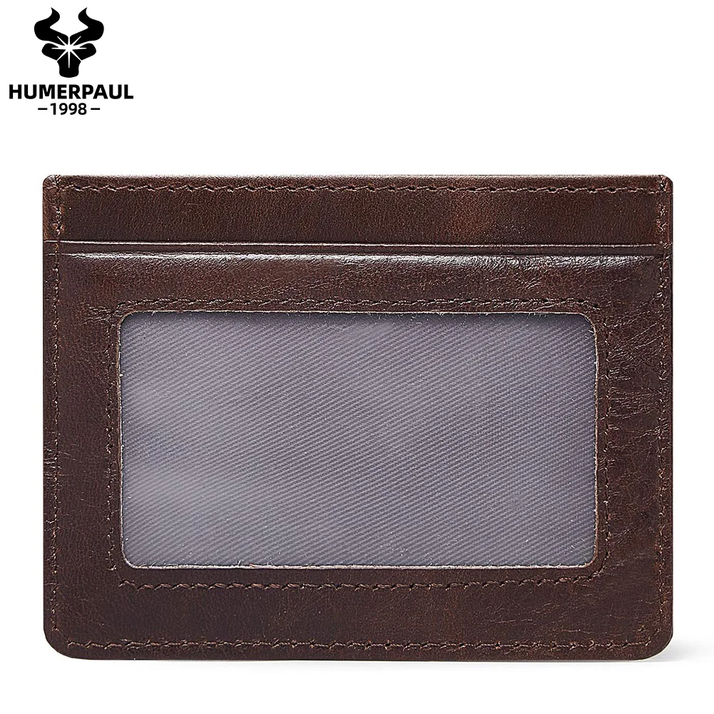 Wallet card holder HUMEPRAUL 100% genuine leather card holder wallet slim high-capacity card case RFID casual exquisite cards storage money bag