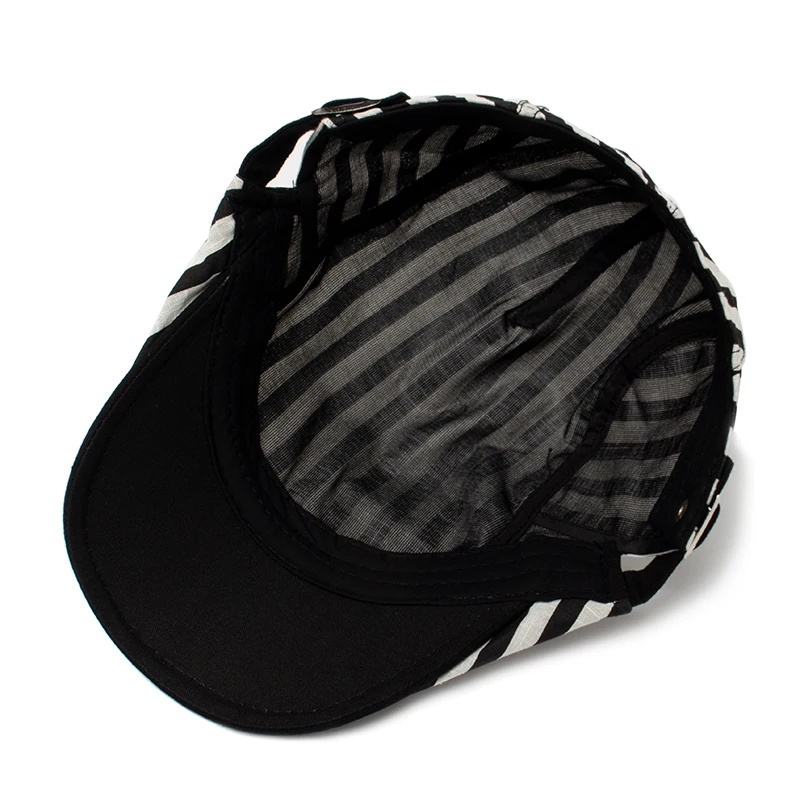 CNTANG Beret Hat Men Vintage Stripes Plaid Cotton Visor Flat Cap Casual Fashion Sun Caps For Women Summer Berets Thin Style New beret hat woolen beret