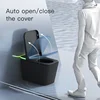 YYHC-Luxury high-end function floor black glazing square smart toilet automatic intelligent smart toilet with UV nozzle Voice co 4