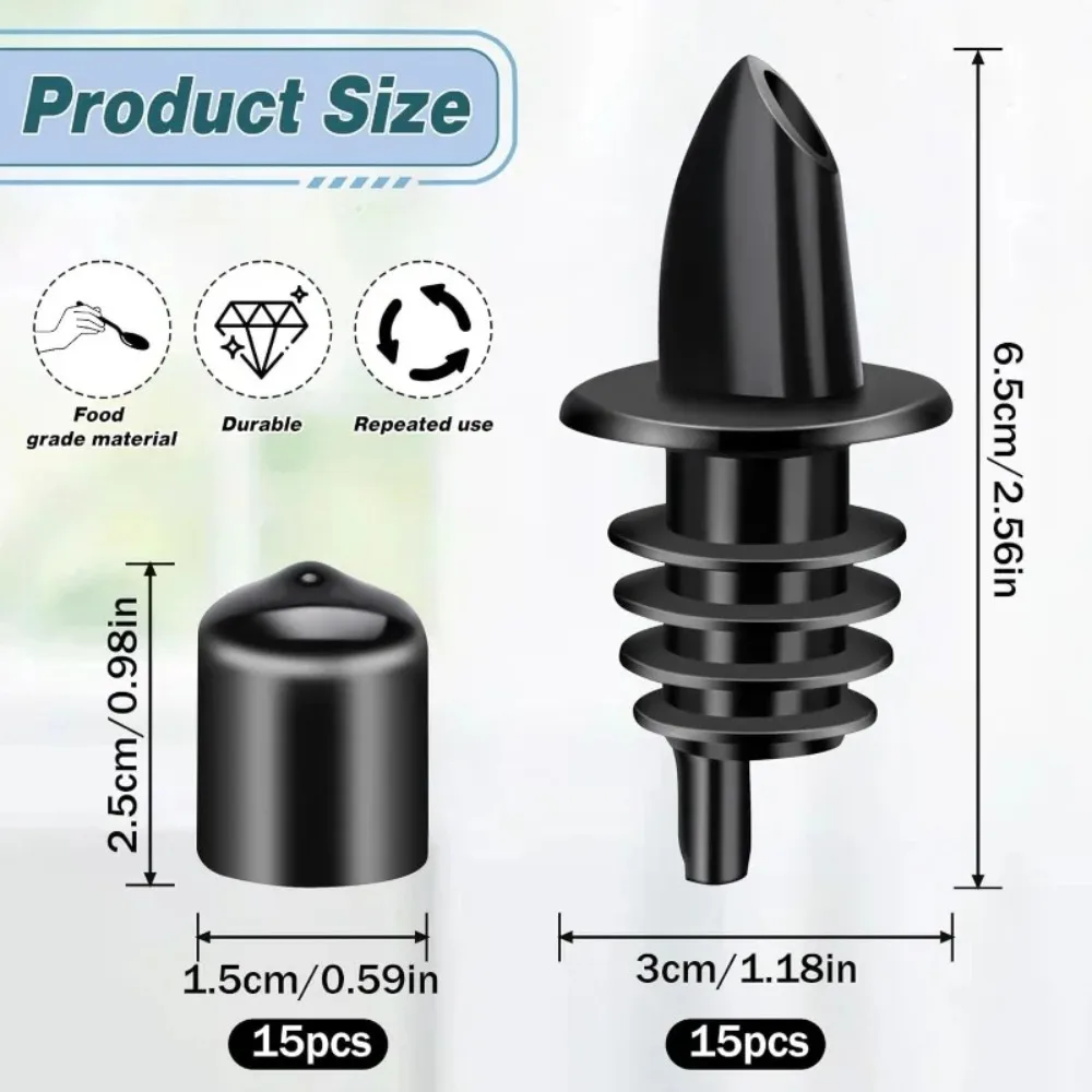 Bottle Pour Spouts Plastic Liquor Bottle Pourers with Rubber Pourers Dust Cap Covers Bottle Pourers for Liquor Bottles for Pubs