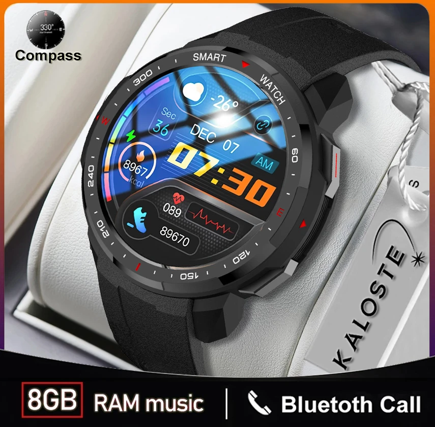 2022 Compass Sport Fitness Men's Smart Watch Men Bluetooth Call 8G ROM TWS Local Music Smartwatch For Huawei Xiaomi Recording