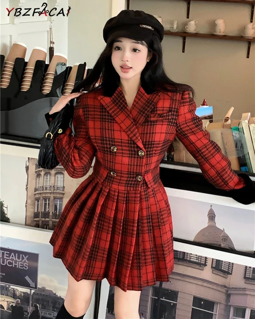 Mini vestido de negocios elegante para mujer, ropa de oficina, doble pecho,  Blazer femenino, Mini vestido, prendas de vestir, invierno, otoño -  AliExpress