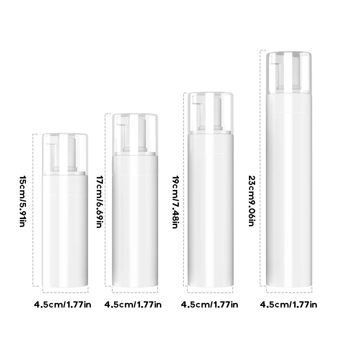 Plastic Foaming Dispenser Bottle for Shower Gel and Cosmetics - Refillable Pump