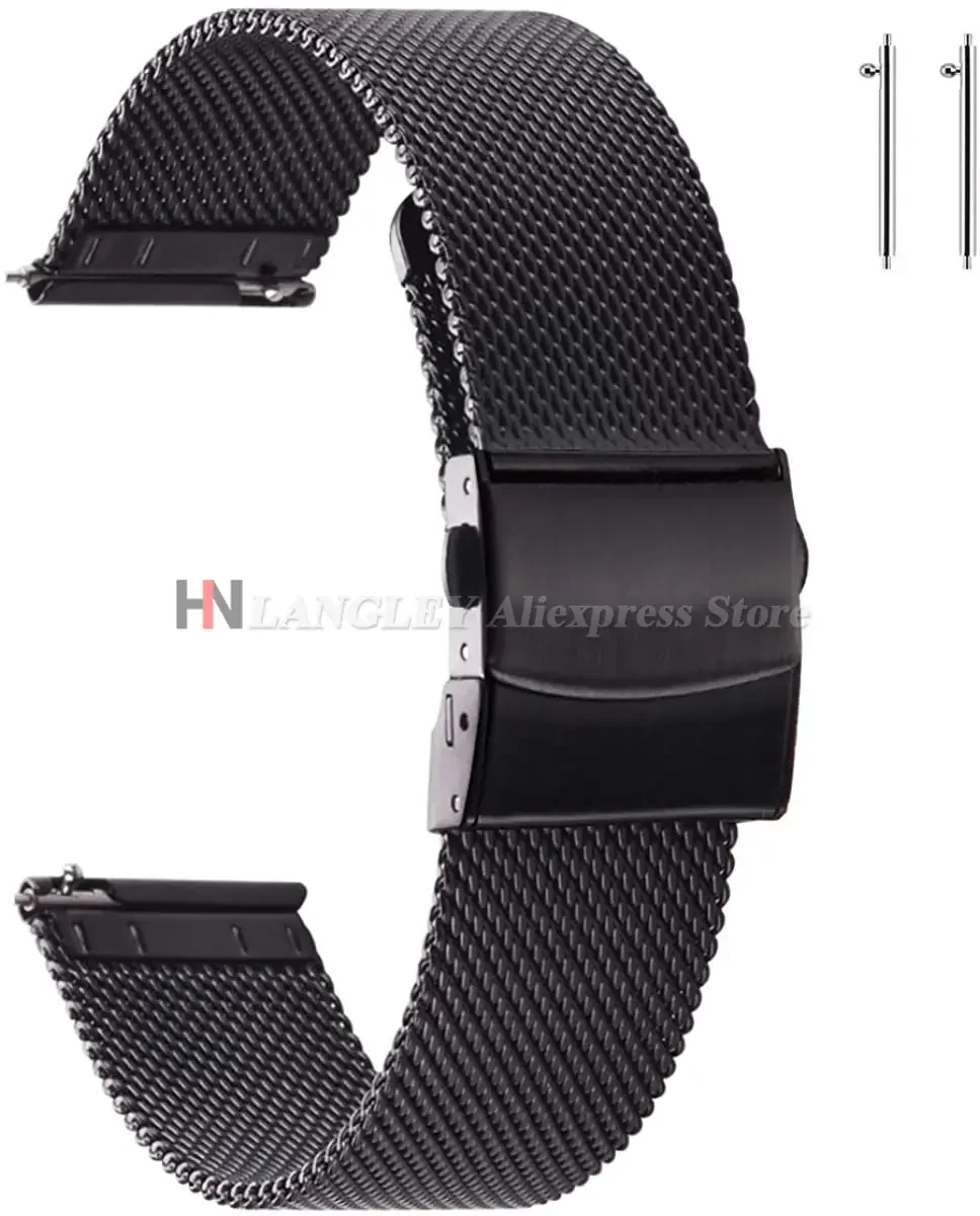 Elegant Stainless Steel Milanese Loop Mesh Watch Strap with Quick Release - Various Sizes Available