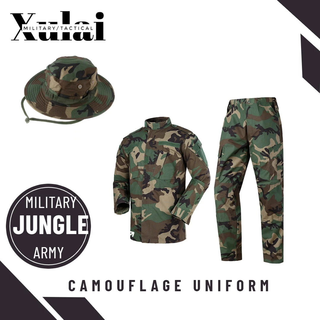 

Army Green Tactical Suit Camouflage Ribstop Military Uniform With Hat