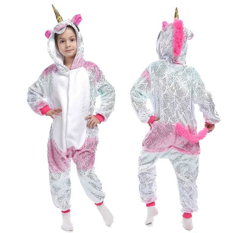 Kigurumi Children's Pajamas For Boys Girls Unicorn Pajamas Flannel Kids Panda Pijamas Suit Animal Sleepwear Winter Cat Onesies