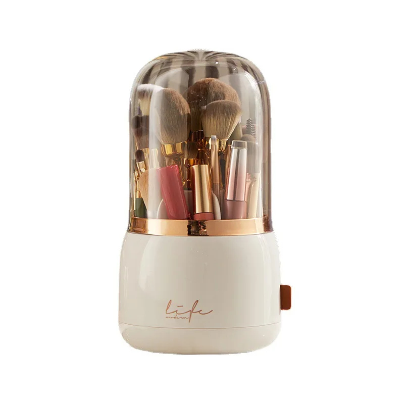 360° Rotating Makeup Brushes Holder Portable Desktop Makeup Organizer Cosmetic Storage Box Make Up Tools Jewelry Container 6