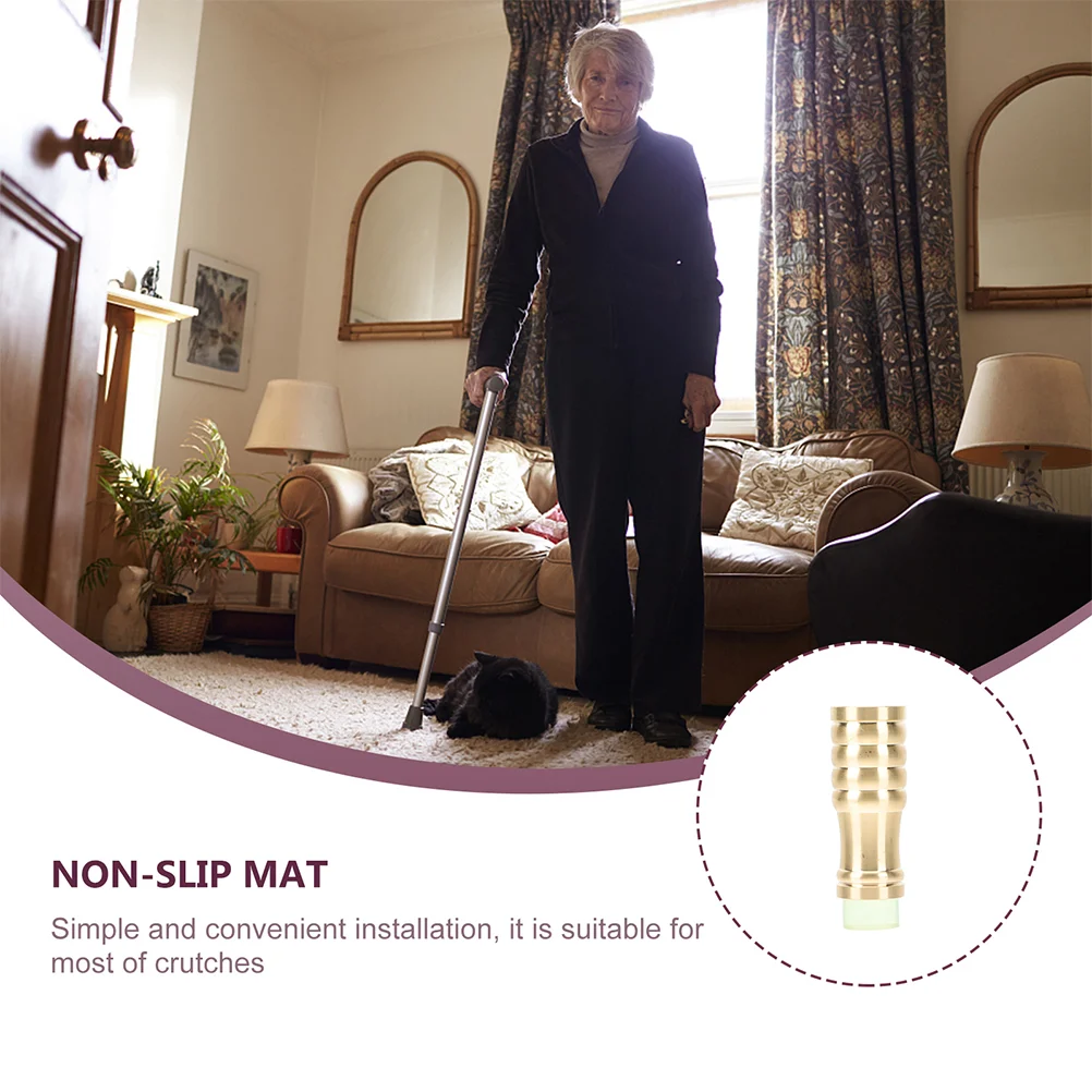 Brass Copper Feet Rubber Pad Walking Cane Tips Crutch Accessories Trekking Poles Foot Covers Cane Tips Anti Slip Health Care walking cane crutch accessory kit