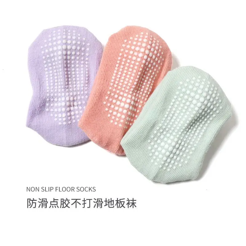6 Pairs/lot Cotton Sock with Rubber Grips Children's Anti-slip Boat Socks for Boys Girl 1-7 Years