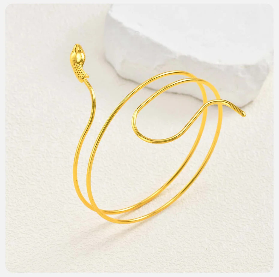 Vnox Schlangenspiral-Armband für Damen, einfaches Manschettenarmband aus Edelstahl, modische Armbinde, Schmuck im Großhandel – Detail 5