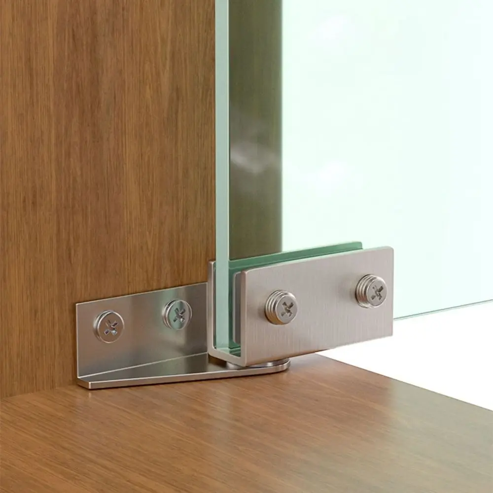 Description Picture 2 of item2PCS Zinc Alloy Glass Door Hinge Hardware Side Mounted Frameless Clamp Furniture No Drilling Cabinet Door Hinge Glass Cabinet