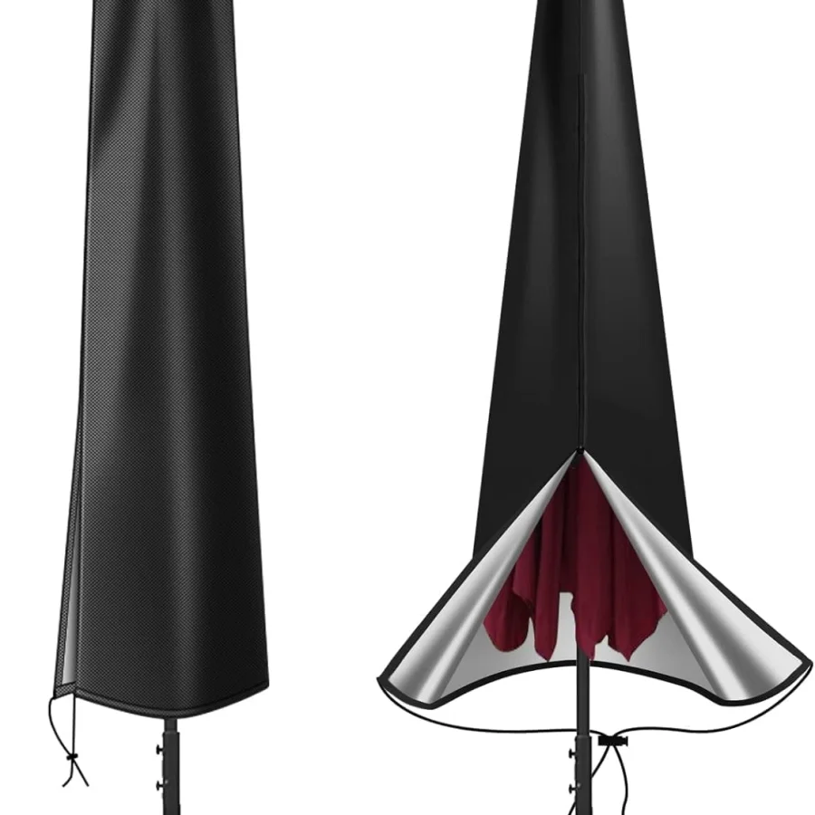 Waterproof Black Windproof UV Resistant Patio Umbrella Cover with Zip