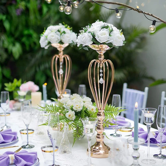 1/2/3Pcs Gold Vases for Wedding Centerpieces Set Holder Crystal Flower  Arrangement Stand Metal Centerpiece for Table Decoration - AliExpress