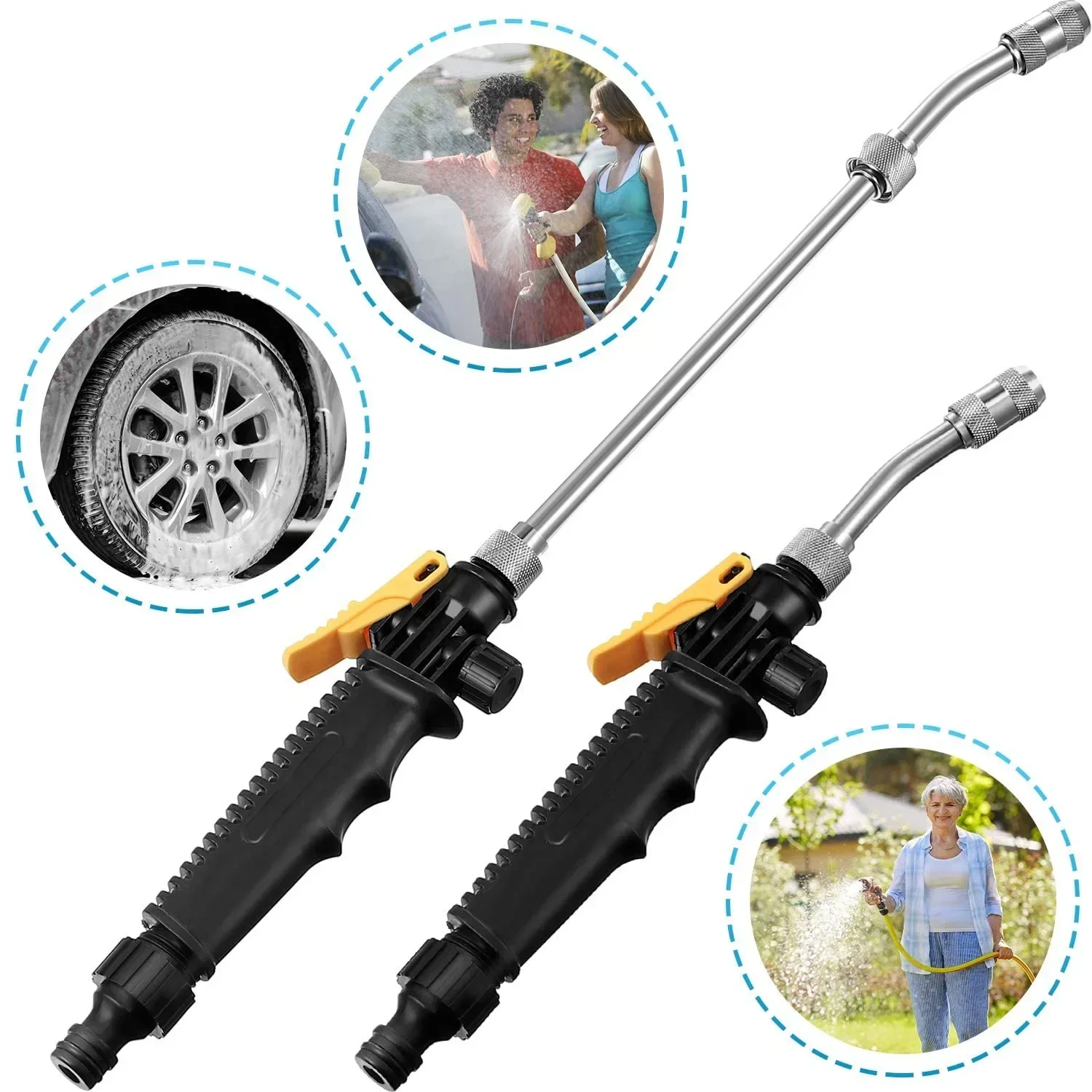 Car High Pressure Water Gun Adjustable Nozzle Sprinkler Stainless Steel Spray Multi Function Water Gun Washing Tool 30cm 48cm 3