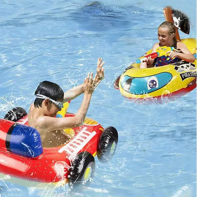 New Children Swimming Ring Inflatable Car Seat Ring Kid Child Swim Ring Accessories Play Gun Water Fire Truck Bumper Car Toys 4