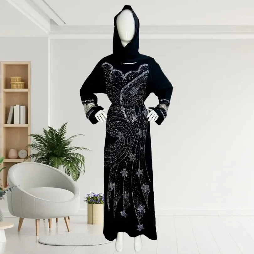 Abayas for Women Elegant Spring Fashion Muslim Women Long Sleeve O-neck Plus Size Long Abaya Dubai Abaya Maxi Dress Kaftan
