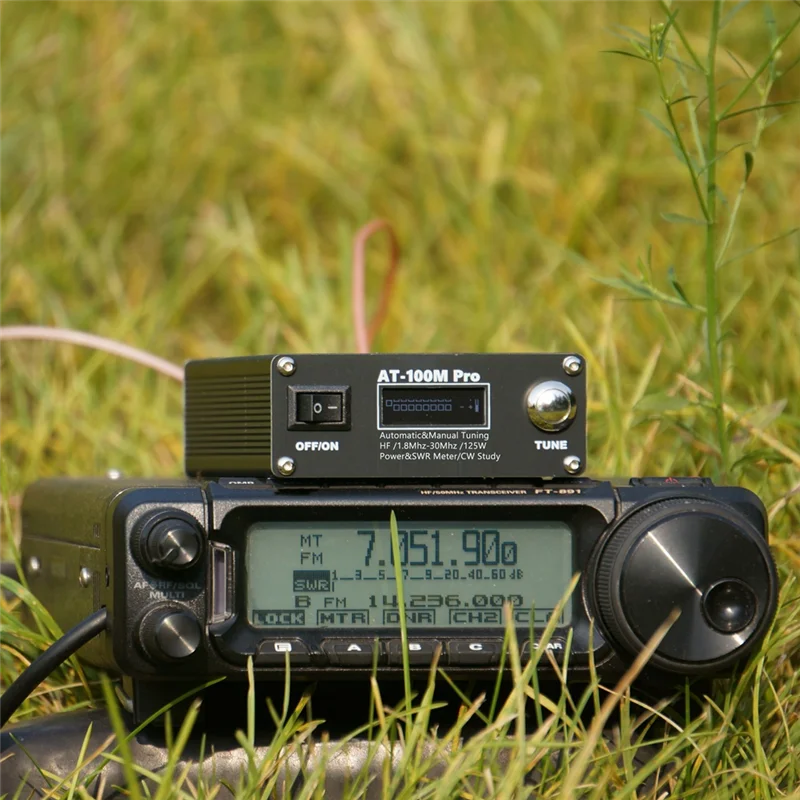 AT-100M Pro 안테나 튜너 1.8-30Mhz 전력계 125W 자동 안테나 튜너 지원 Radio-BCBW 용 모스 부호 운동기