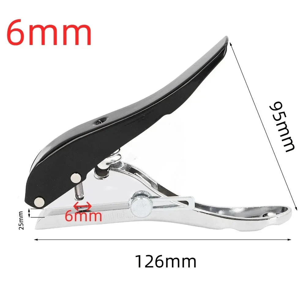 아연 합금 싱글 홀 펀치 블랙 6mm, 8mm, 10mm 직경 휴대용 종이 펀치 휴대용 디자인 원홀 펀치