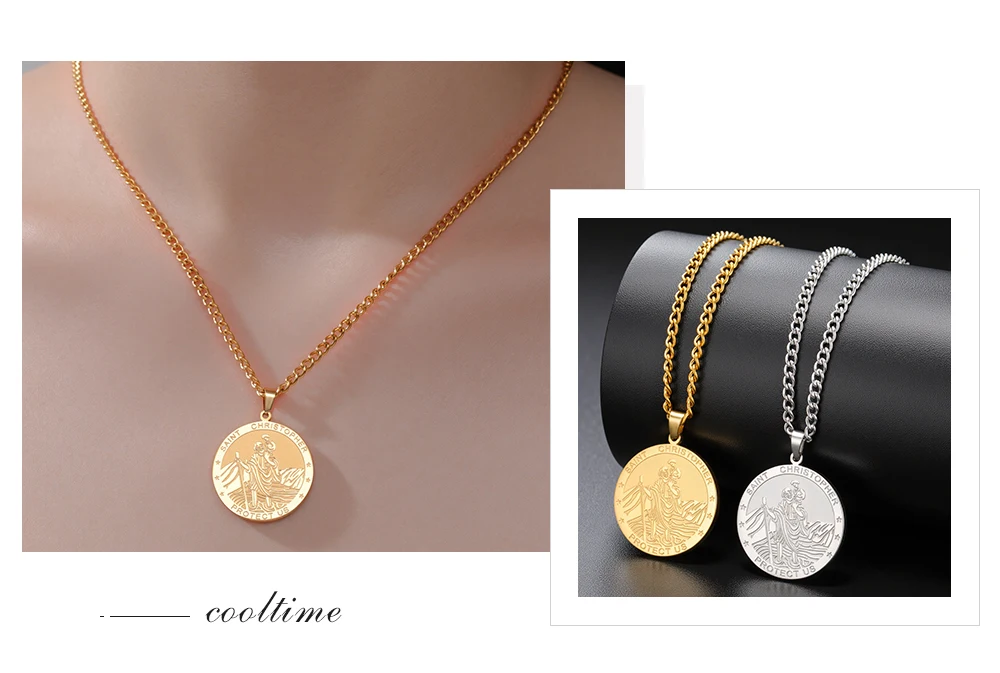 COOLTIME Saint Michael Anhänger Halskette Edelstahl Amulett Herren Halskette Christentum Schmuck Geschenk – Detail 11