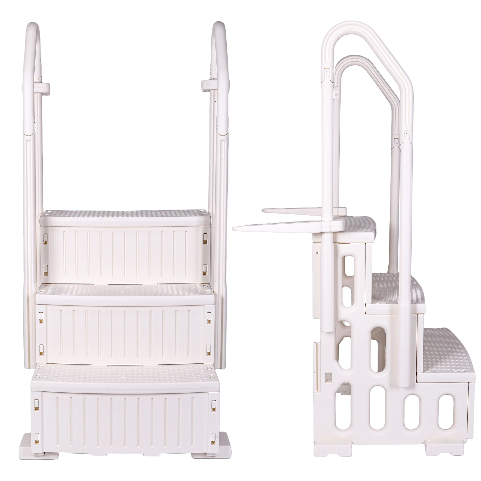 Reinforced Pool Ladder Anti-Slip Plastic Pool Escalator Lightweight Pool Handrails Ladder for Various Sizes Swimming Pools