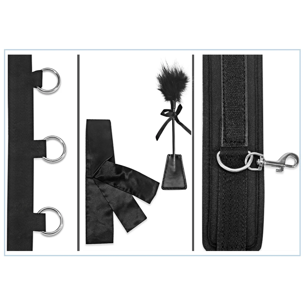 Sexy Leather Bondage Kits Adults Sex Toy Set for Women Men Handcuffs Ankle Cuffs Fetish Slave Collars Adult Bed Games