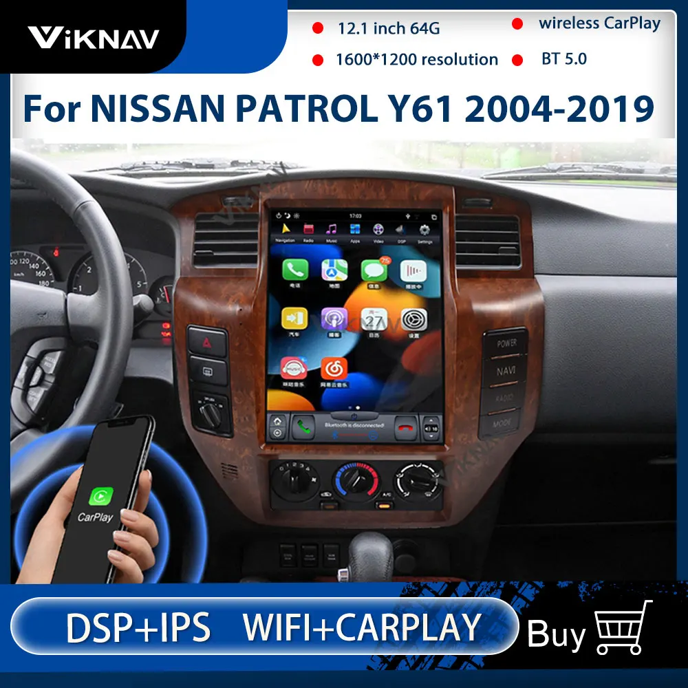 

Android car radio gps Stereo For NISSAN PATROL Y61 2004-2019 with screen Car Stereo 12.1inch DVD Multimedia Player 2 din