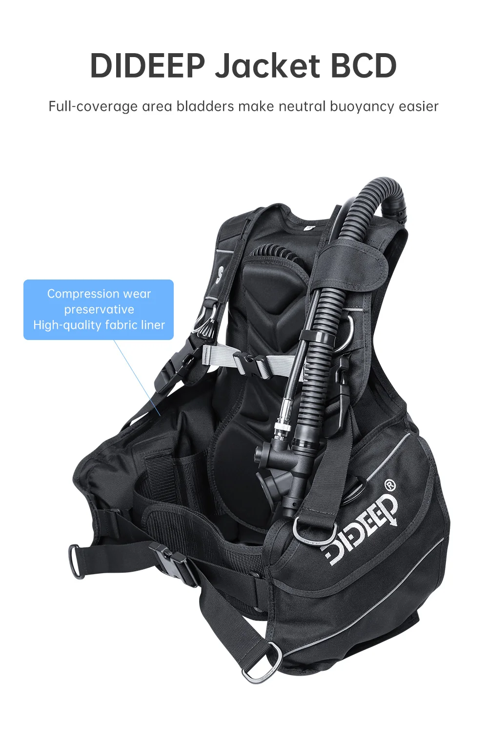 DIDEEP Jackenartiges Tauch-Auftriebskompensator-System BCD-Ausrüstung Hochfestes Nylon Professionelle Tauchsicherheitsausrüstung – Detail 6