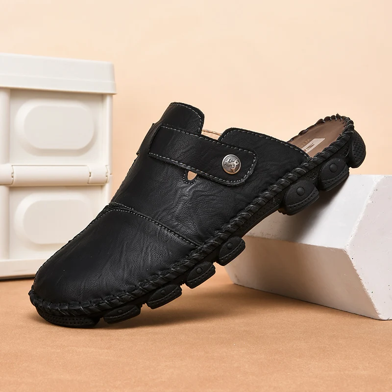 Summer Men Sandals Genuine Leather Mens Casual Shoes Outdoor Men Leather Sandals for Beach Shoes Roman mens