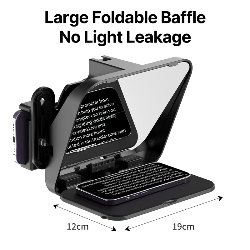 Ulanzi RT02 Teleprompter Foldable No Light Leak Baffle Phone Camera Laptop Compatible For Live Stream Vlog Interview