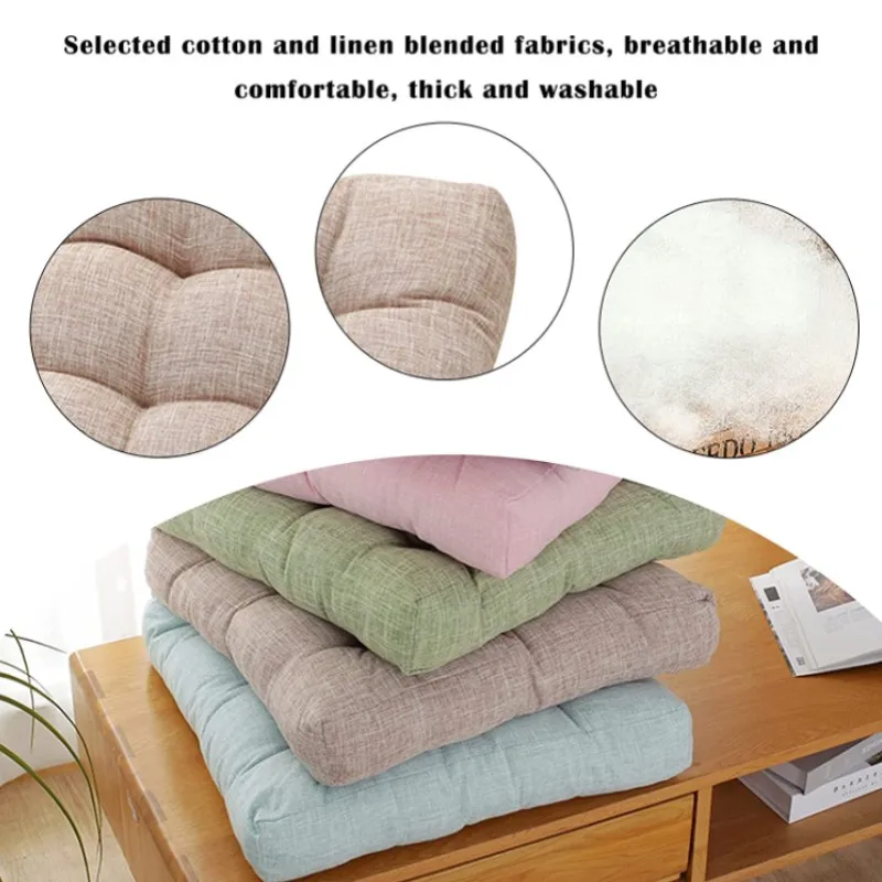 Linen Thick Chair Cushions Round Japanese Style Thick Linen Floor