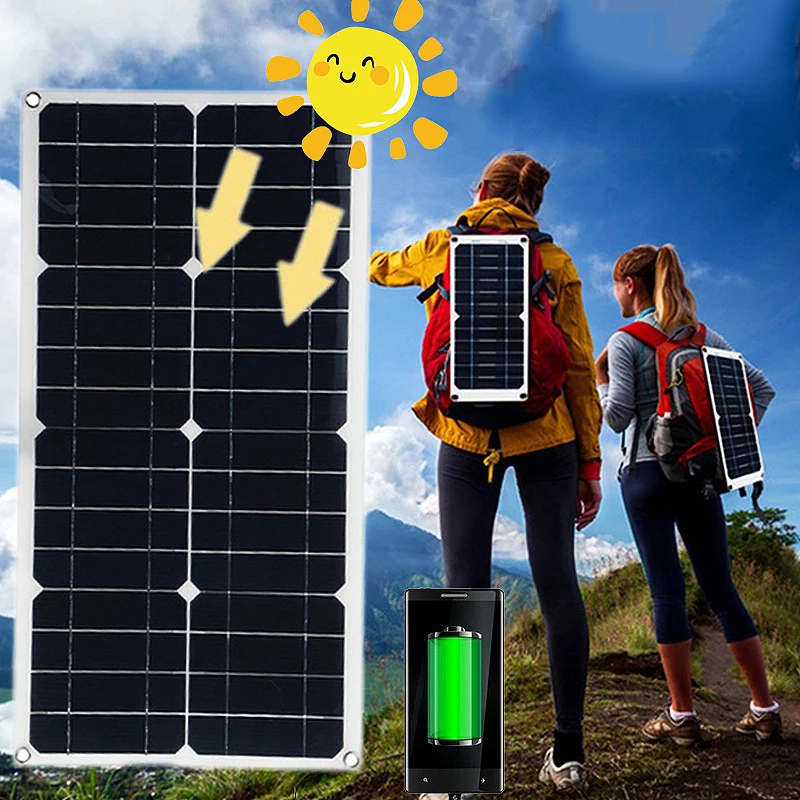 10W Solar Panel with USB Outdoor Waterproof Hiking Camping Portable Battery Mobile Phone Charging Panel 5V Solar Charger