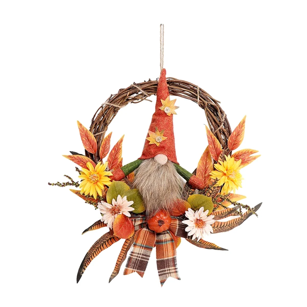 

Осенний венок искусственные осенние входные двери венок с плюшевым гном Тыква Цветок кленовые листья Урожай раньше