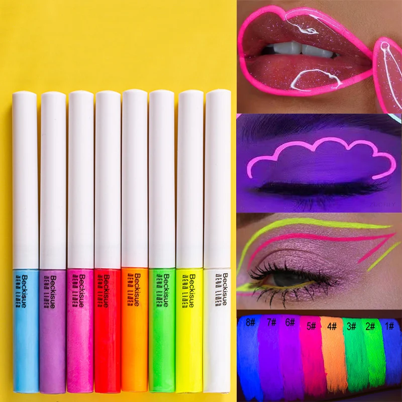 

Professional Shiny Eyeliner Cosmetic Pigment UV Neon Makeup Liquid Glitter Pigment Eyeliner Quick Dry Fluorescence in Dark