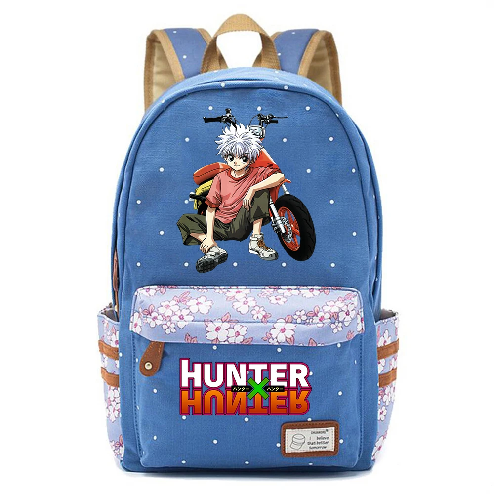 

Холщовый школьный ранец в стиле аниме Hunter, синий рюкзак для детей, высококачественный ранец для подростков, унисекс, дорожная сумка для ноутбука для студентов