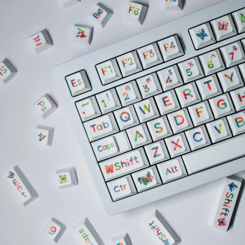 

Multicolor Keycaps Butterfly Rainbow / Rainbow Sugar / Smile Custom DIY Keycaps PBT Dye Sublimation For Cherry Profile Keyboard