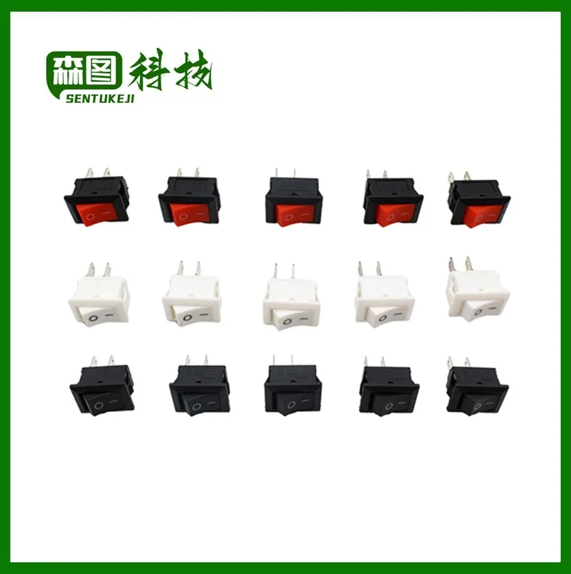 

10Pcs Push Button Switch 10x15mm SPST 2Pin 3A 250V KCD11 Snap-in on/Off Rocker Switch 10MM*15MM Black Red and White