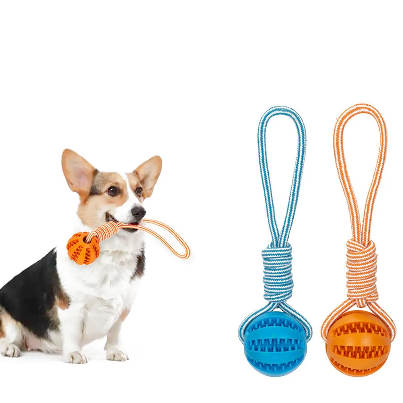 Pet Treat Balls with Rope Interactive Dog Rubber Leaking Balls Toy for Small Large Dogs Chewing Bite Resistant Toys Pet Supplies images - 6