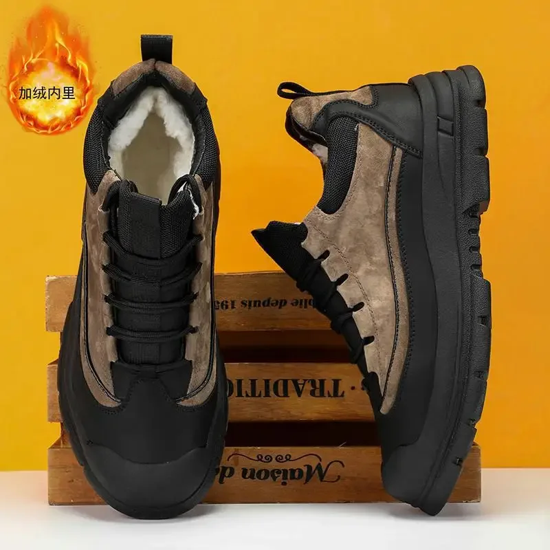 

Осенняя мужская обувь, новинка 2023, зимняя бархатная теплая хлопковая обувь, зимние ботинки для инструментов, Спортивные Повседневные Ботинки Martin с высоким берцем