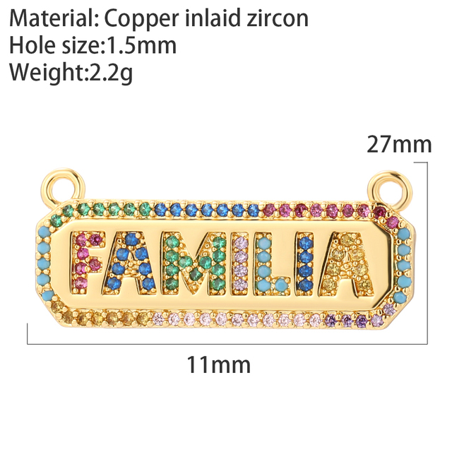 Family Gilr Boy Letter Charm for Jewelry Making Supplies Real Gold Plated CZ Dangle Diy Earring Necklace mama pendant