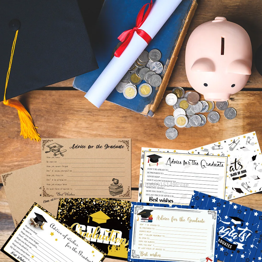 16/8pcs Graduation Advice wish Cards 2025 Graduation Party Decorations for the Graduate College High School Favors Table Games