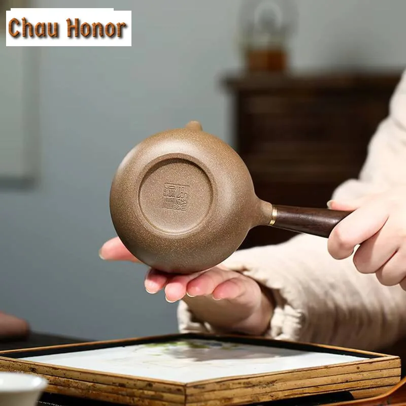 Yixing Purple Clay Teapots Famous Artists Handmade Side Handle Tea Pot Raw Ore Mud Filter Kettle Chinese Zisha Tea Set Teaware