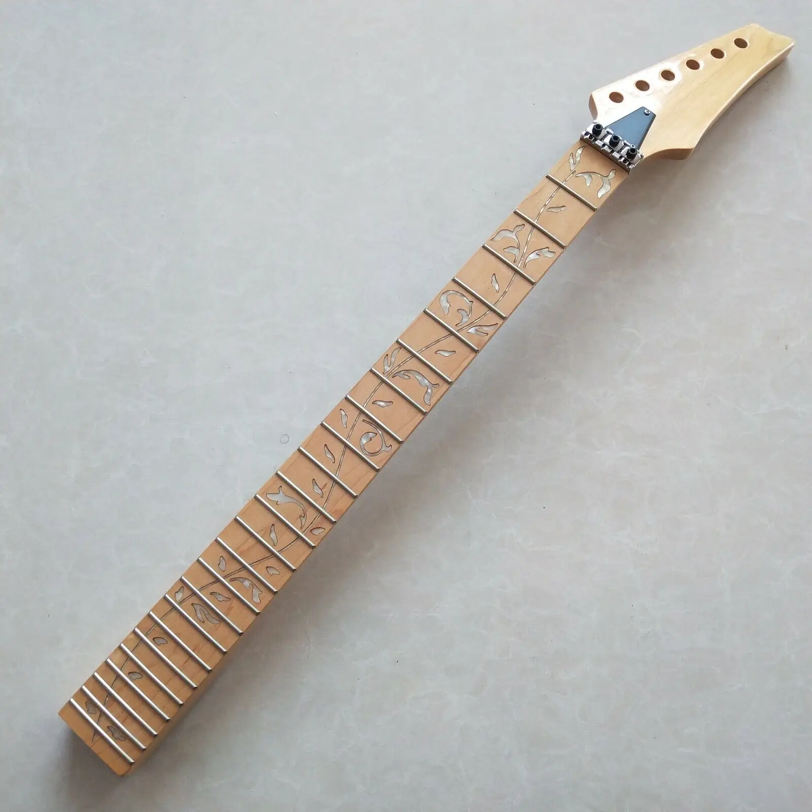 Lesklý ibanez styl elektrický kytara krk nahradit 24 dřít javor fretboard inkrustace