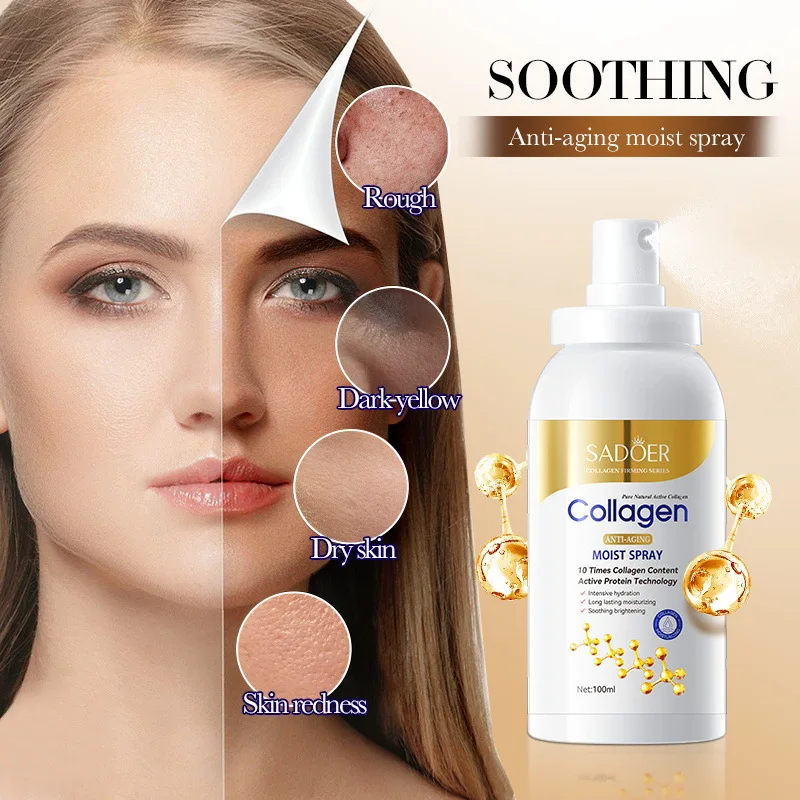 SADOER Collagen Anti Wrinkle Moisturizing Facial Spray Cream Hydrating Whitening Anti-aging Face Cream Toner Facial Lotion