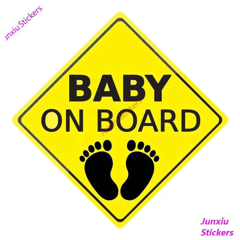 

BABY ON BOARD Warning Signs Fashion Car Stickers and Decals Bumper Window Laptop Cover Scratches Decals Accessories KK14*14cm