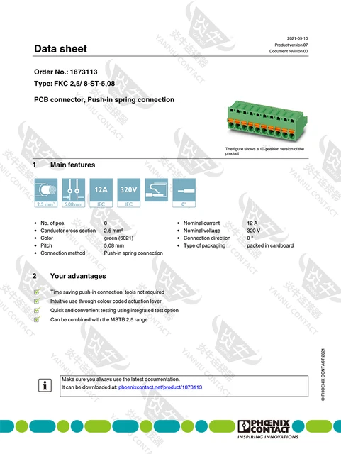 Blocco Terminali Phoenix Contact Safe 5 Poli | Morsetto A Vite Per Montaggio PCB | Verde 5.08 Mm