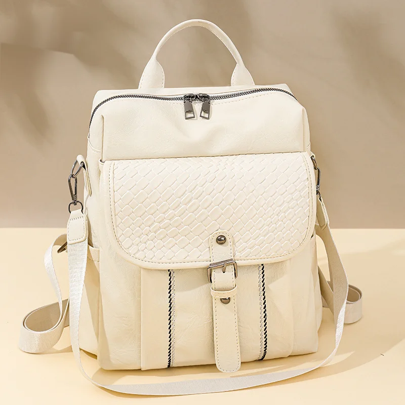 New Large Capacity Women's Backpack Soft Leather Multi Purpose Travel Backpack Single Shoulder Bag Women's Bag Student Backpack_voghion.com