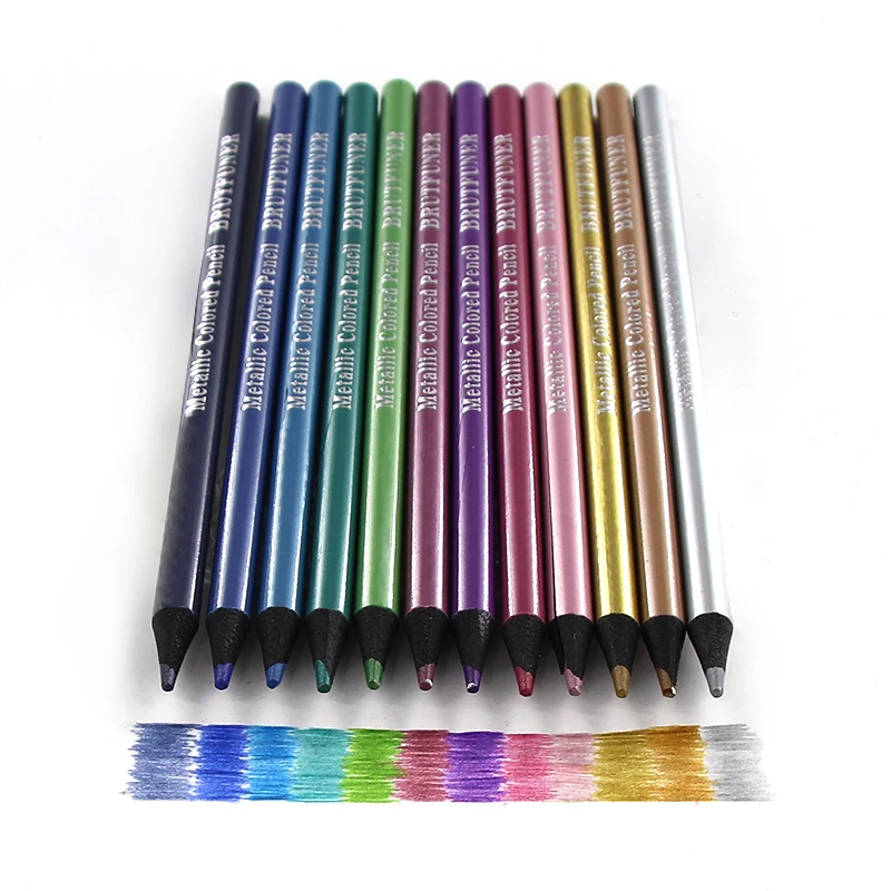 Ensemble De 12 Crayons De Couleur Métalliques Pour Le Dessin, Le Croquis Et  La Coloration. Fournitures D'art Professionnelles Brutfuner Pour Les  Artistes, Mode en ligne